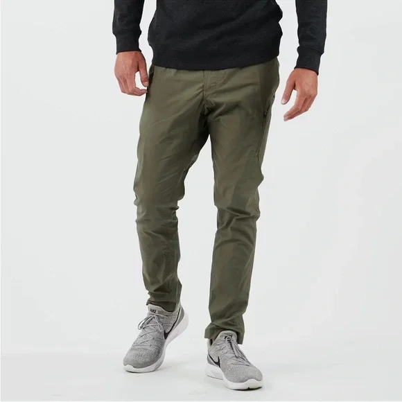 Vuori Ripstop Pants Mens Small Olive Green Drawstring Elastic Waist Zip Pocket - Picture 2 of 6